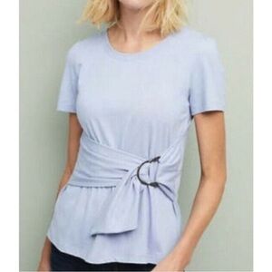 Anthropologie Maeve Dakota Light Blue Periwinkle Wrap Short Sleeve Top Sz M